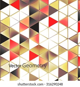 Triangles with shades and colors arranged in colorful pattern. Geometrical pattern with vintage colors. Abstract background with 3d design elements.