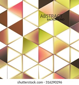 Triangles with shades and colors arranged in colorful pattern. Geometrical pattern with vintage colors. Abstract background with 3d design elements.