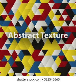 Triangles with shades and colors arranged in colorful pattern. Geometrical pattern with vintage colors. Abstract background with 3d design elements. Material design texture for backgrounds.