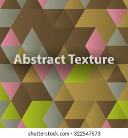 Triangles with shades and colors arranged in colorful pattern. Geometrical pattern with vintage colors. Abstract background with 3d design elements. Material design texture for backgrounds.