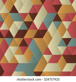 Triangles with shades and colors arranged in colorful pattern. Geometrical pattern with vintage colors. Abstract background with 3d design elements. Material design texture for backgrounds and gui.