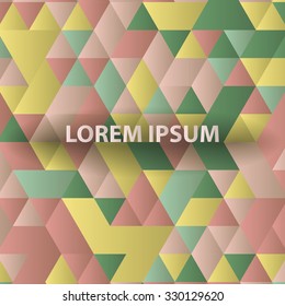 Triangles with shades and colors arranged in colorful pattern. Geometrical pattern with vintage colors. Abstract background with 3d design elements. Material design texture for backgrounds and gui.