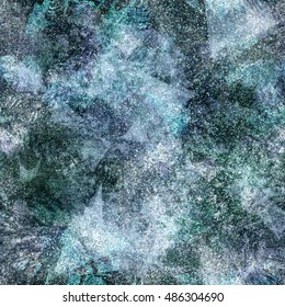 Triangles and shapeless spots. Blue. Abstract seamless vector background for fabric printing, home design, book covers. Grunge pattern