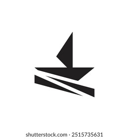 triangles simple ship boat silhouette traditional logo vector 