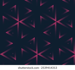 Triangles Sophisticated Seamless Pattern Trend Dot Work Purple Black Abstract Vector Background. Geometric Triangular Grid Halftone Art Illustration for Fashionable Textile. Endless Stylish Wallpaper