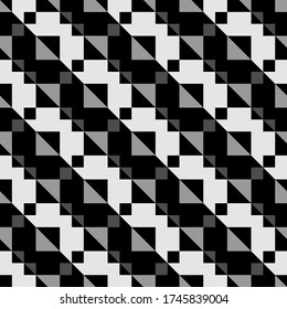 Dreiecke, Quadrate, Schecks, Figurenschmuck. Nahtloses Muster. Volksmaschine. Geometrischer Hintergrund. Stammesmotiv. Geometrisches Ornat. Ethnischer Hintergrund. Textil-Druck, abstrakt. Ethnischer Vektor