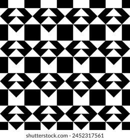 Triangles, squares, checks, figures seamless pattern. Ethnic ornate. Geometric image. Folk ornament. Tribal wallpaper. Geometrical background. Retro motif. Ethnical textile print. Abstract vector