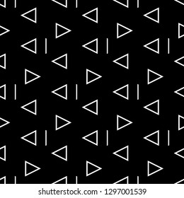 Triangles, strokes pattern. Geometrical figures wallpaper. Polygons, lines motif. Geometric background. Triangular, linear shapes backdrop. Abstract. Seamless ornament.