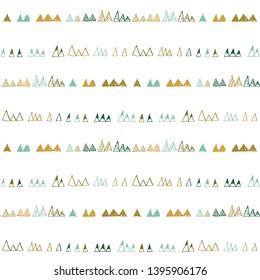 Triangles or stylized mountains. Hand drawn vector geometric seamless pattern in pastel colors.
