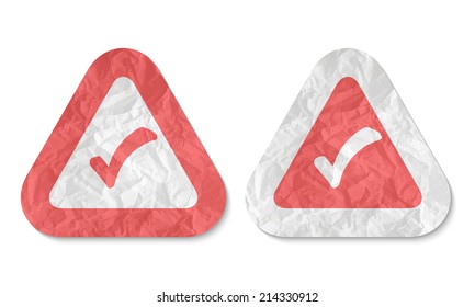 triangles with a texture of crumpled paper and check box
