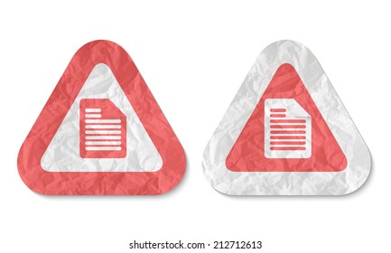 triangles with a texture of crumpled paper and document icon