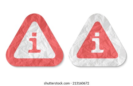 triangles with a texture of crumpled paper and info symbol