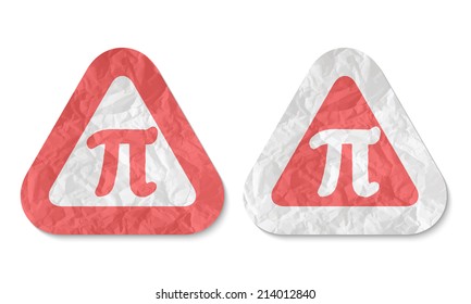 triangles with a texture of crumpled paper and pi symbol