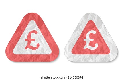 triangles with a texture of crumpled paper and pound symbol