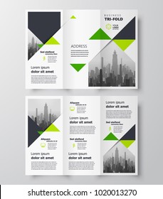 Triangles theme Tri-fold business brochure design template green color