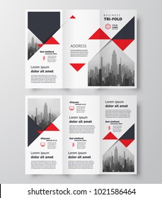 Triangles theme Tri-fold business brochure design template red color