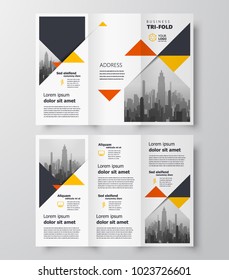 Triangles theme Tri-fold business brochure design template yellow color