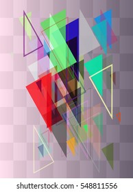 triangles vector background around stylish structure, digital model beside festival