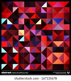 Triangles vector red background design. Seamless pattern. Abstract modern mosaic pattern. Retro poster, card,flyer or cover template.