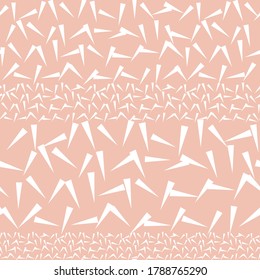 Triangles vector seamless pattern. Simple geometric repeat in pastel colors. Rows of elements on white background.
