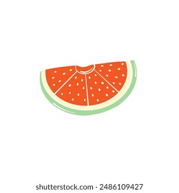 Triangle-shaped watermelon slice isolated on a transparent background. Watermelon icon. Vector illustration