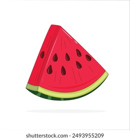 Triangle-shaped watermelon slice isolated on a white background vector illustration