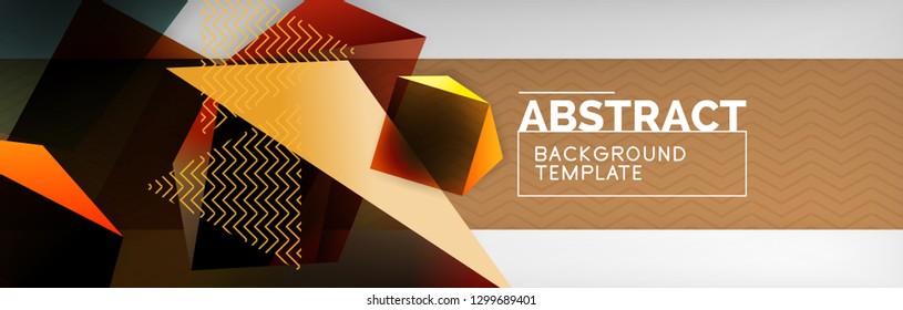 Triangular 3d geometric shapes composition, abstract background, vector line and shapes design