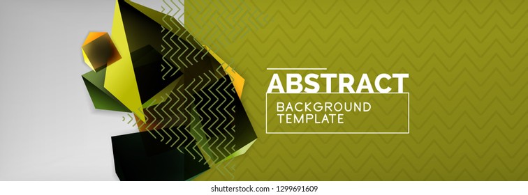 Triangular 3d geometric shapes composition, abstract background, vector line and shapes design