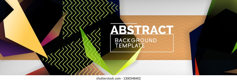 Triangular 3d geometric shapes composition, abstract background, vector line and shapes design