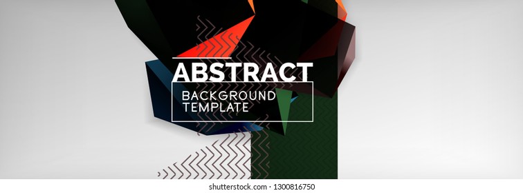 Triangular 3d geometric shapes composition, abstract background, vector line and shapes design
