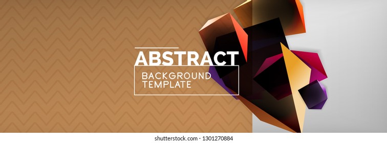 Triangular 3d geometric shapes composition, abstract background, vector line and shapes design