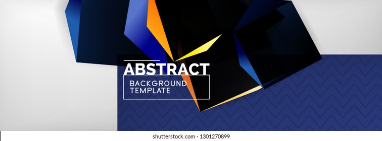Triangular 3d geometric shapes composition, abstract background, vector line and shapes design