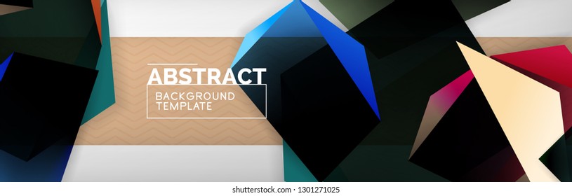 Triangular 3d geometric shapes composition, abstract background, vector line and shapes design