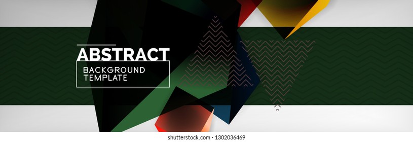 Triangular 3d geometric shapes composition, abstract background, vector line and shapes design