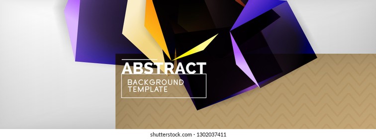 Triangular 3d geometric shapes composition, abstract background, vector line and shapes design