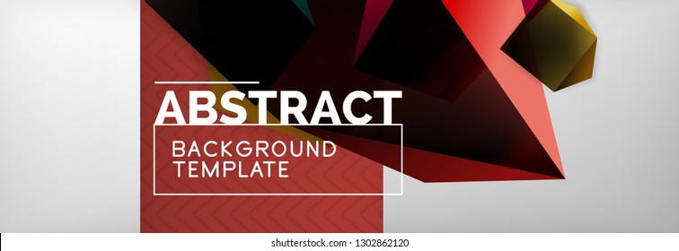 Triangular 3d geometric shapes composition, abstract background, vector line and shapes design