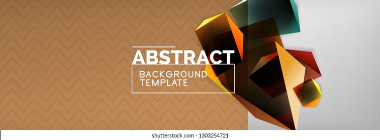 Triangular 3d geometric shapes composition, abstract background, vector line and shapes design