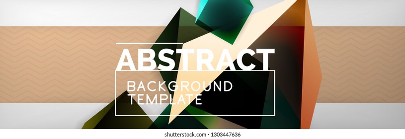 Triangular 3d geometric shapes composition, abstract background, vector line and shapes design
