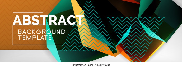 Triangular 3d geometric shapes composition, abstract background, vector line and shapes design