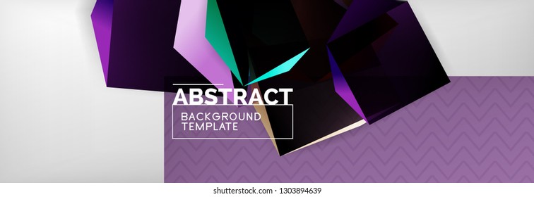 Triangular 3d geometric shapes composition, abstract background, vector line and shapes design