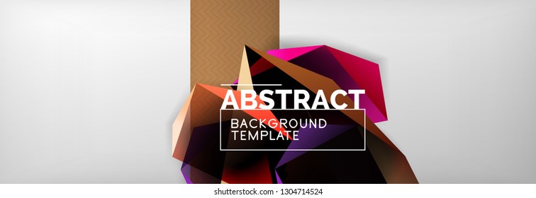 Triangular 3d geometric shapes composition, abstract background, vector line and shapes design