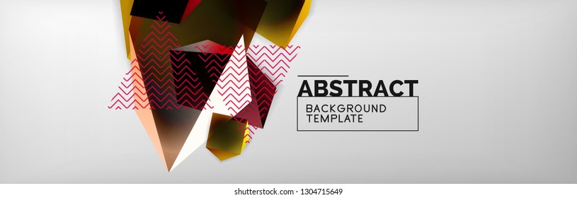 Triangular 3d geometric shapes composition, abstract background, vector line and shapes design