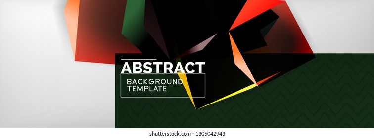 Triangular 3d geometric shapes composition, abstract background, vector line and shapes design