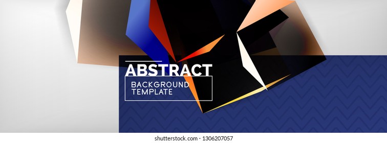 Triangular 3d geometric shapes composition, abstract background, vector line and shapes design