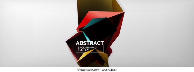 Triangular 3d geometric shapes composition, abstract background, vector line and shapes design