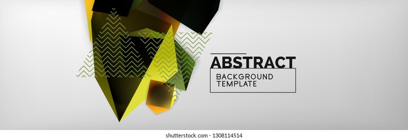 Triangular 3d geometric shapes composition, abstract background, vector line and shapes design