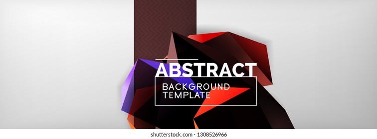 Triangular 3d geometric shapes composition, abstract background, vector line and shapes design