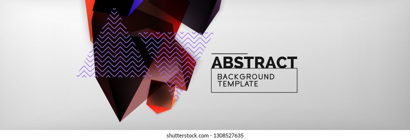Triangular 3d geometric shapes composition, abstract background, vector line and shapes design