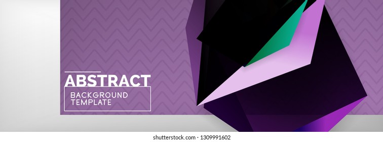 Triangular 3d geometric shapes composition, abstract background, vector line and shapes design