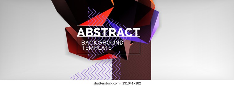 Triangular 3d geometric shapes composition, abstract background, vector line and shapes design